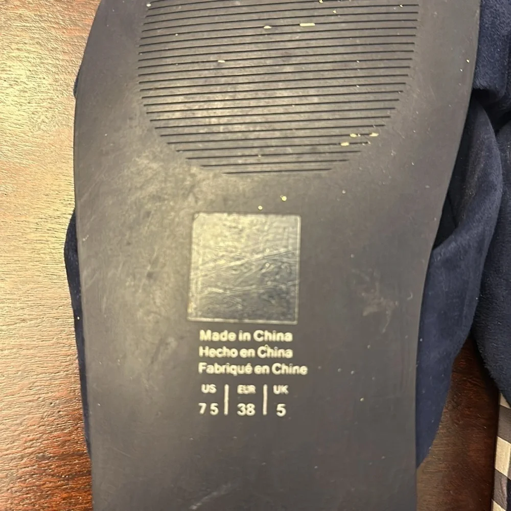 DRAPER JAMES STELLA SLIDES WOMENS SZ 7.5 NAVY & WHITE PLAID GINGHAM SANDAL - Picture 9 of 10